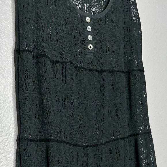 No Label-Sheer Crochet Black‎ Sleeveless Dress Size Medium - Picture 4 of 10